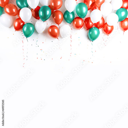 Red and green balloons for christmas celebration festival or party concepts for commercial key visual design background.greeting card decoration element.copy space