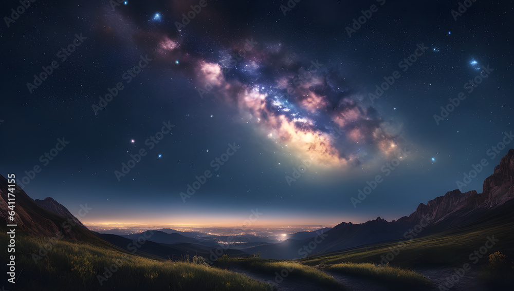 hyper realistic night sky photograph, milky way, starry, photo realistic high definition