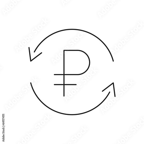 Ruble in circular arrow. Payment, refund icon line style isolated on white background. Vector illustration