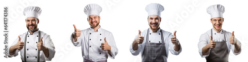 Male chef giving thumbs up with a happy expression representing the cooking and culinary theme