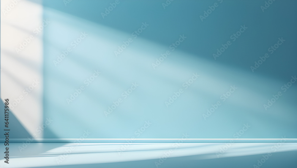An original background image for design or product presentation, with a play of light and shadow, in light blue tones An original background image for design or product presentation, with a play of light and shadow, in light blue tones