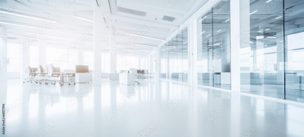 Blur of white open space office interior in white glass office background modern cityscape background, Business lifestyle Blur of white open space office interior in white glass office background modern cityscape background, Business lifestyle