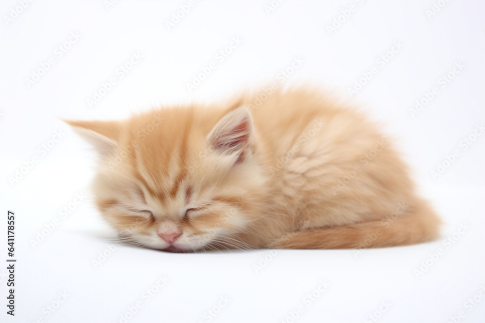 Adorable kitten sleeping with white background Adorable kitten sleeping with white background