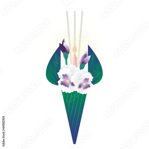 Banana leaf cone with flower gradient illustration