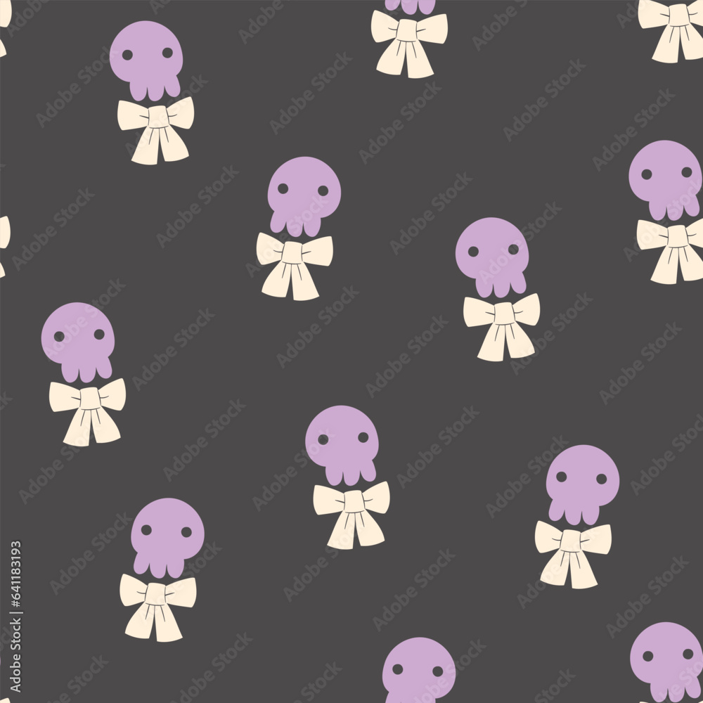 Fototapeta premium Cute Halloween Seamless Pattern. Soft Halloween with Baby animals. 