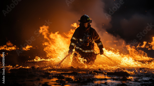 Firefighter Amidst Blazing Inferno