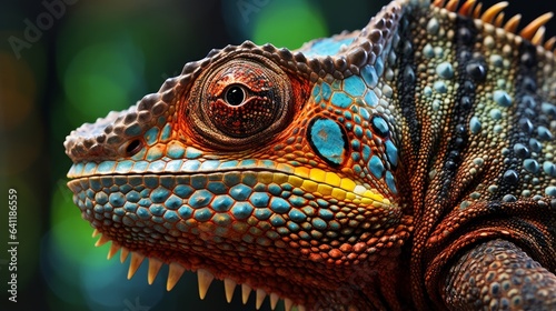 Close-up of a chameleon's intricate skin pattern   generative ai © ArtisanSamurai