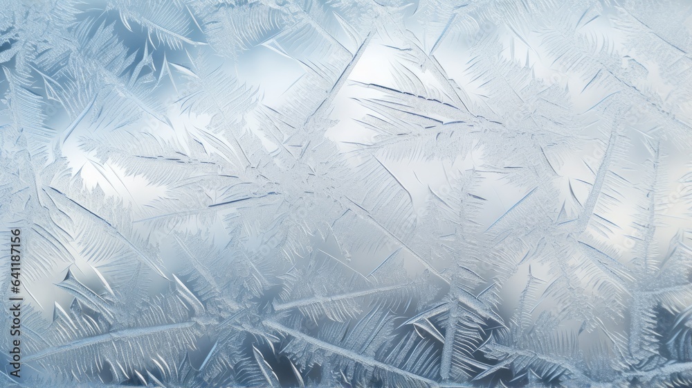 Obraz premium Delicate frost patterns on a winter windowpane | generative ai