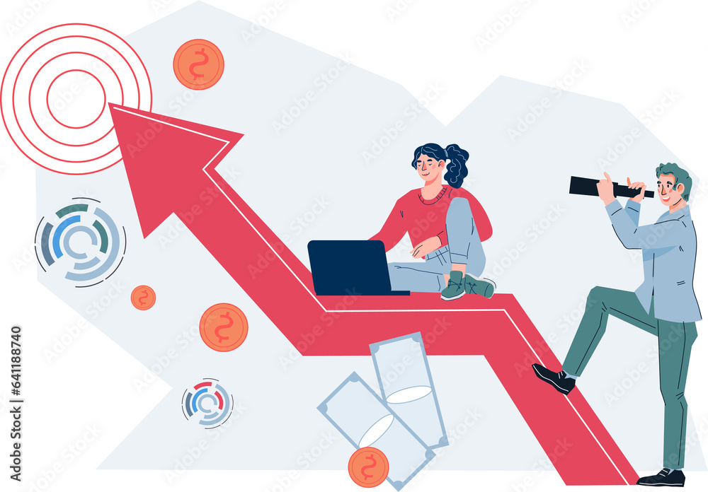Opportunity and vision goals in business concept. Business people looking forward future achievements and tasks. Opportunity and vision goals in business concept. Business people looking forward future achievements and tasks.