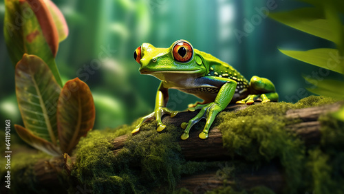 Green Frog in a Rainforest