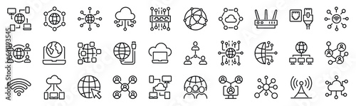 Leinwand Poster Set of 30 outline icons related to network, internet