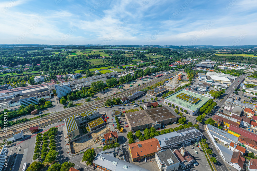 Die ehemalige Reichsstadt Ravensburg von oben, Blick auf die Region um den Bahnhof