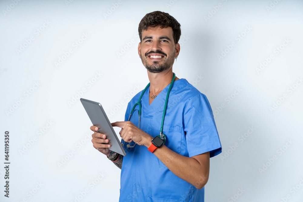 Photo of happy cheerful smart woman hold tablet browsing internet Photo of happy cheerful smart woman hold tablet browsing internet
