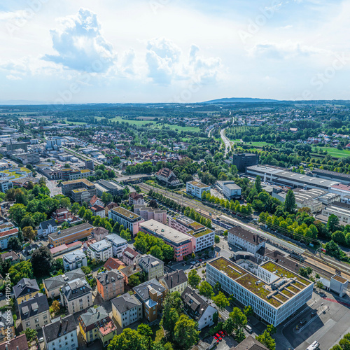 Die ehemalige Reichsstadt Ravensburg von oben  Blick auf die Region um den Bahnhof 