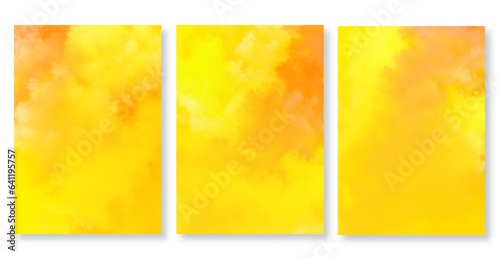  Gradient background set. Bright colorful colors. Simple modern design. Abstract illustration in orange yellow colors 
