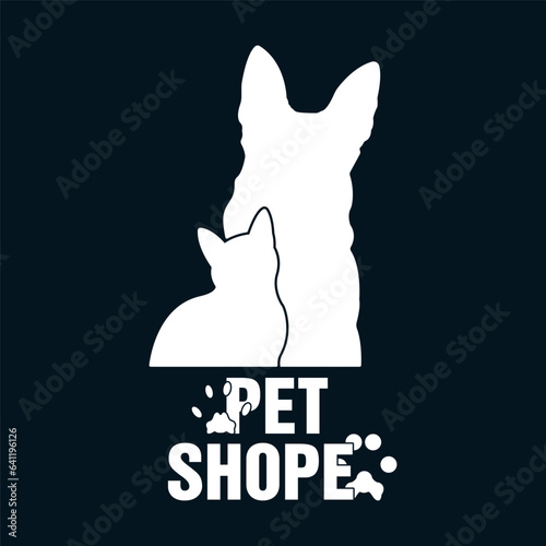 pet shop logo with dog and cat paws