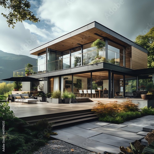 modern house, a modern new house, futuristic real estate