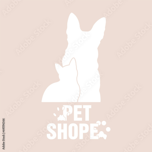 pet shop logo with dog and cat paws