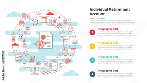 ira individual retirement account concept for infographic template banner with four point list information