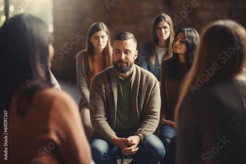 Group Therapy Session, psychological support, bokeh 