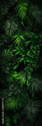 Green leaves pattern vertical background  natural background and wallpaper.