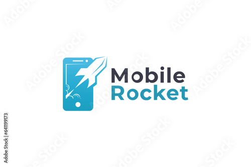 Mobile Rocket Tech Multimedia Production Vector Logo