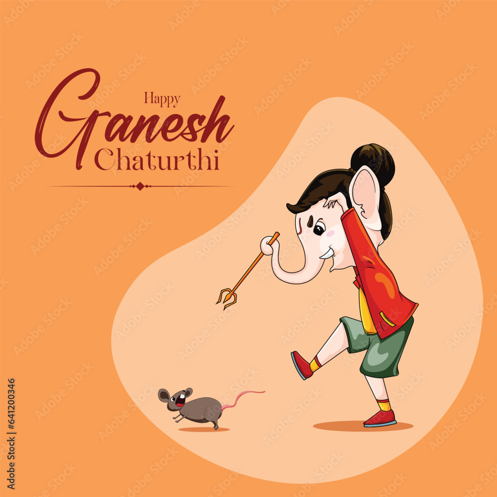 Vector 'Ganesh Chaturthi' Lord Ganesh playing with rat templates banner with background Vector 'Ganesh Chaturthi' Lord Ganesh playing with rat templates banner with background