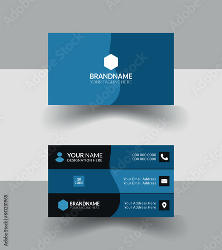 Blue based corporate modern business card design.Best sense of mind stylish business card.Tending design for multi perpose use.Simple color theory apply and minimalistic visiting card design.Modern Id