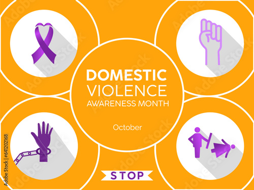National Domestic Violence Awareness Month Amplifies Voices, Advocacy, and Support for Safety and Well-Being. Vector Illustration Template.