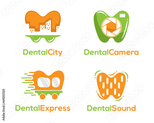 Set of dental creative logo vector design template