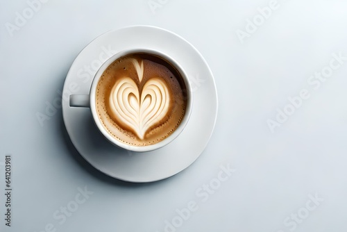 cup of coffee with heart on a white background
