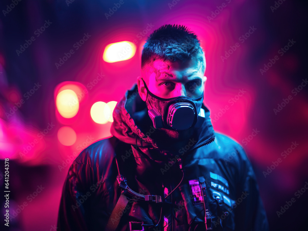 Futuristic cyber man, Cyberspace Augmented Reality,, game, future technology, Virtual neon hazy space Futuristic cyber man, Cyberspace Augmented Reality,, game, future technology, Virtual neon hazy space