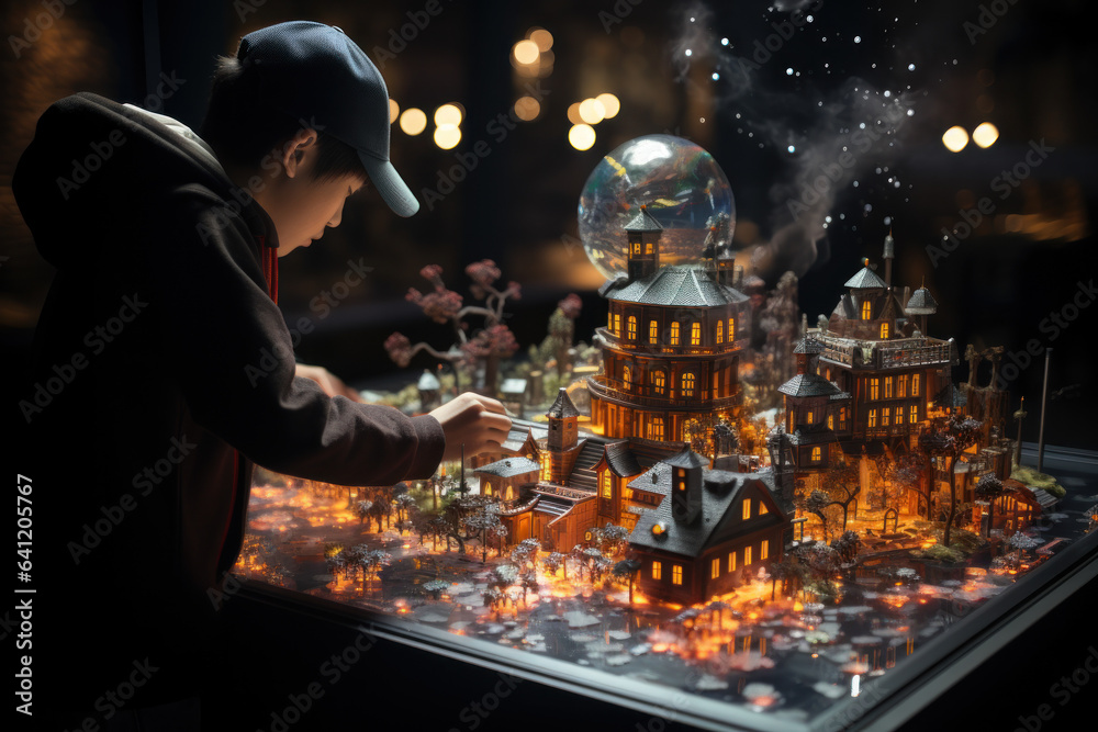 A student uses augmented reality technology to explore complex concepts remotely, making learning interactive and immersive. Generative AI. A student uses augmented reality technology to explore complex concepts remotely, making learning interactive and immersive. Generative AI.