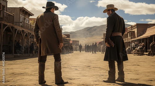 Two Cowboy standoff in Old Western Town