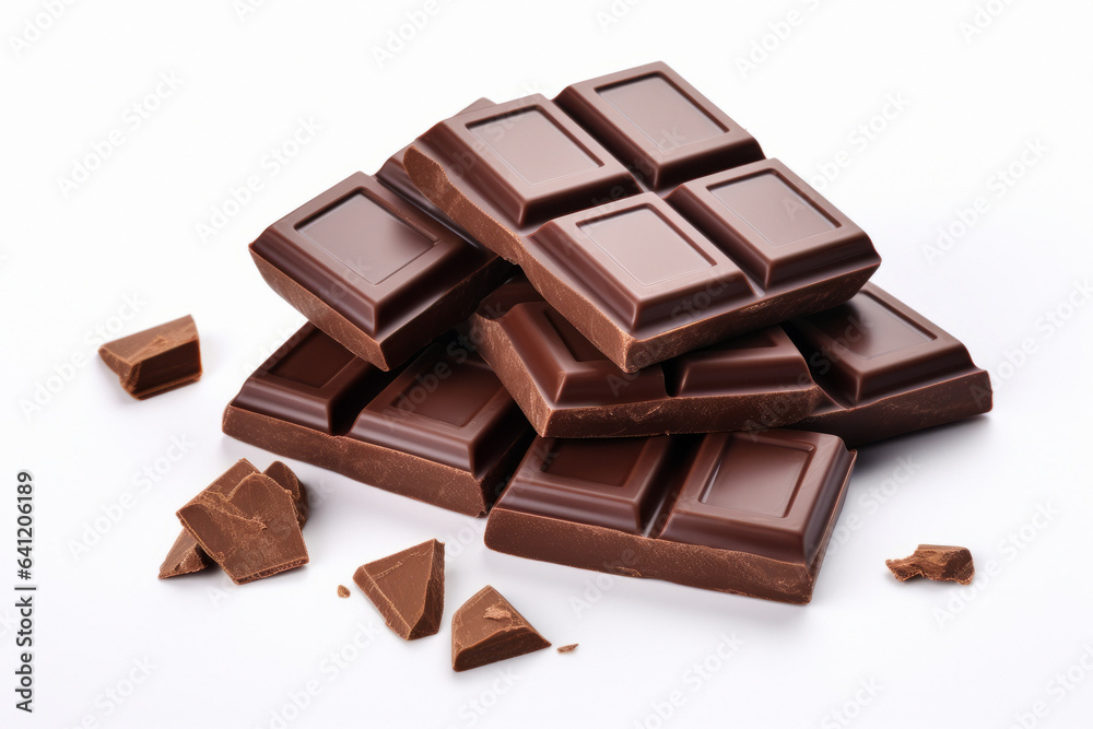 Broken milk or black chocolate bar isolated on white background.generative ai
Broken milk or black chocolate bar isolated on white background.generative ai