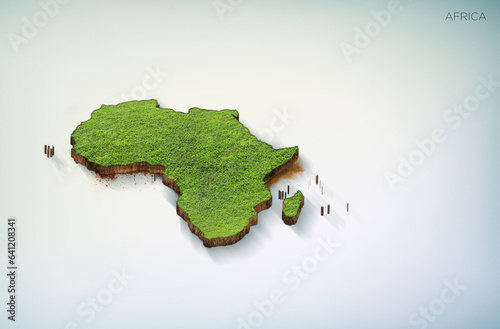 High-quality Africa 3D soil map, Africa 3D soil map render.