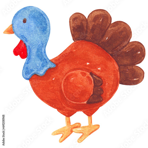Turkey watercolor style, Concept of thanksgiving day