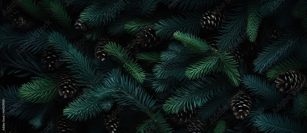 Christmas tree branches on a natural background