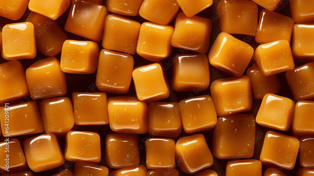 Fototapeta premium Toffee candy, caramel candies background. Sweet backdrop. Generative AI