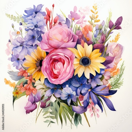 beautiful flower floral bouquet water color