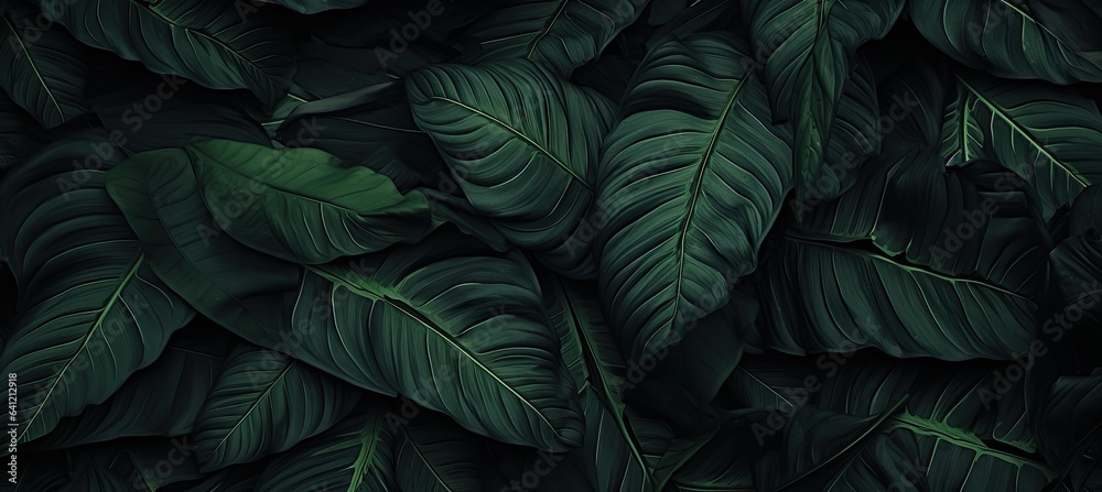 a close up of a bunch of leaves, in the style of dark paradise, photorealistic compositions a close up of a bunch of leaves, in the style of dark paradise, photorealistic compositions