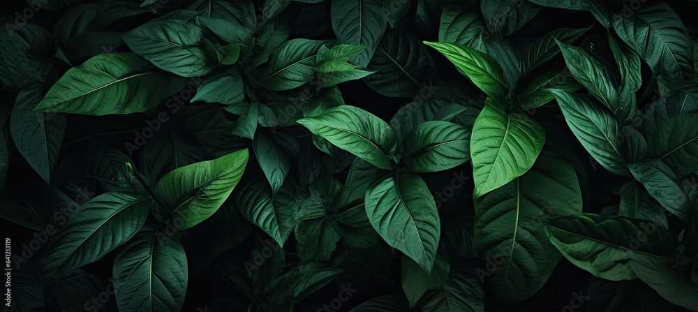 a close up of a bunch of leaves, in the style of dark paradise, photorealistic compositions