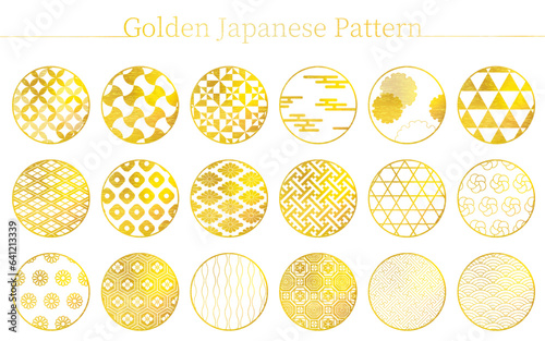 Japanese material, 18 Japanese patterns in gold (with Japanese textures)