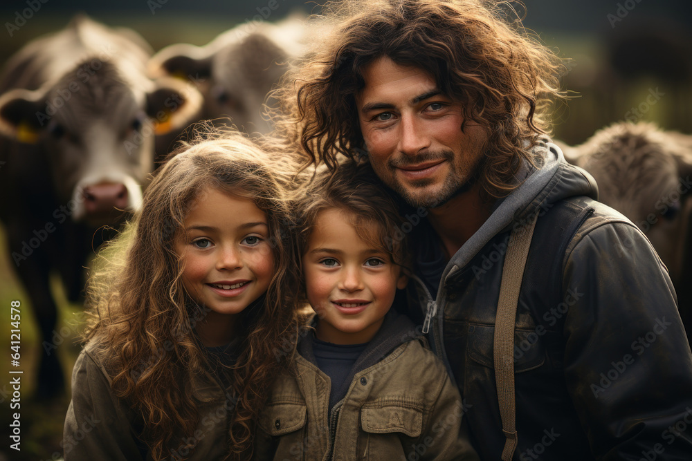 A homeschooling family visits a local farm, integrating real-world experiences and practical learning into their curriculum. Generative AI. A homeschooling family visits a local farm, integrating real-world experiences and practical learning into their curriculum. Generative AI.