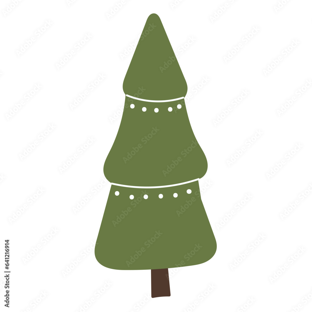 Fototapeta premium Christmas tree flat illustration