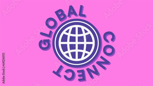 Purple Flat Globalism with Typography Sign on Pink Background