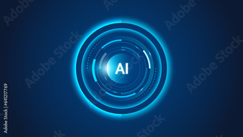 blue glowing circle artificial intelligence 