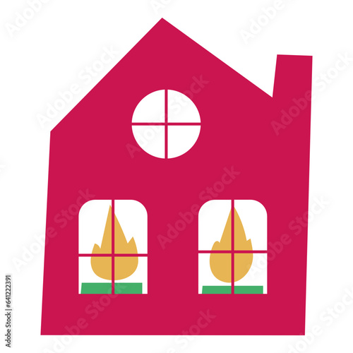 Christmas house candle holder flat illustration