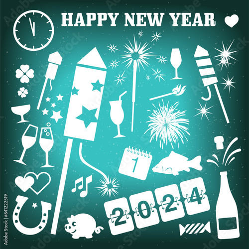 Photography Vector set of New Year Elements 2024