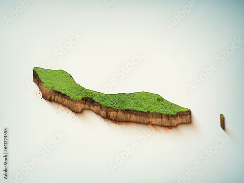 High-quality Curacao 3D soil map, Curacao 3D soil map render.